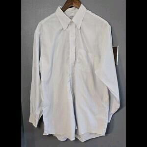 Brooks Brothers Regent Dress Shirt Mens 17.5 - 34 White Striped Supima Cotton